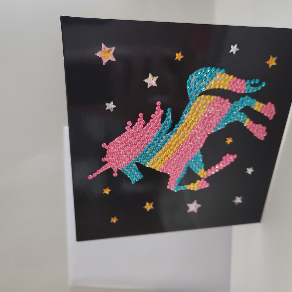 Handmade Unicorn Diamond Painting Greeting Card